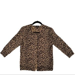 Talbots Cheetah Marino Wool Cardigan